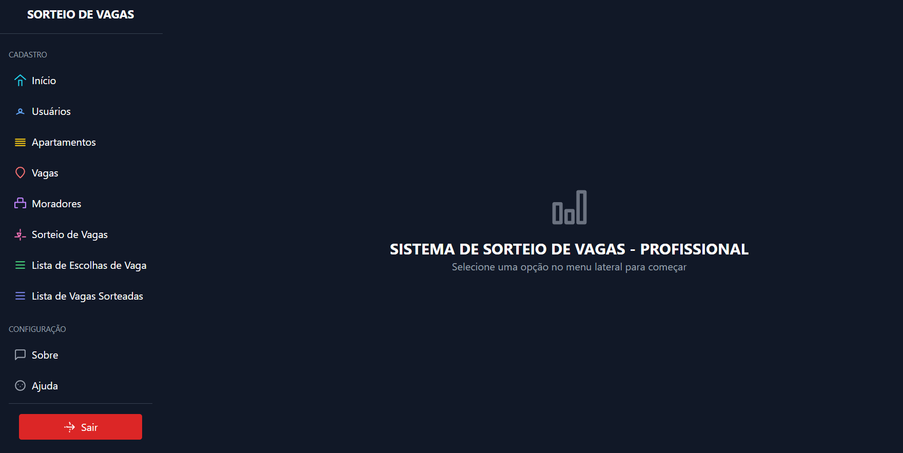 Tela de Dashboard do Sistema